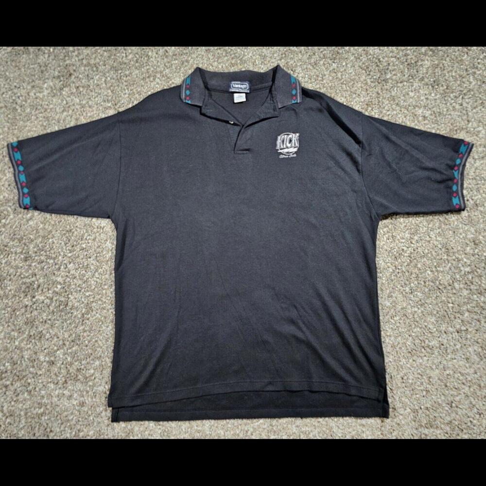 Kick Citrus Soda Vantage Polo shirt USA MADE Vtg XL Stain